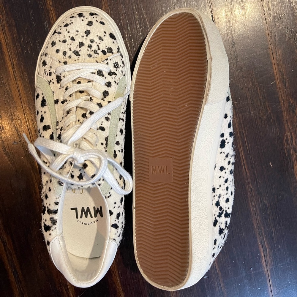 Madewell-Sidewalk Low-Top Sneakers in Spotted Calf Hair